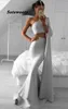 Простые два куска на одно плечо вечерние платья с длинными рукавами формальное платье Женщины элегантное платье русалки 2023