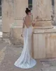 2022 Кружева издевалки свадебные платья Сексуальные Глубокие V-образные вырезы Аппликации Русалка с длинными рукавами Страна Свадебные платья Vestidos de Novia
