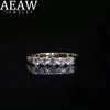 AEAW 14 K Beyaz Altın 0.1CT M Toplam 0.5Ctw DF Yuvarlak Kesim Engagementwedding Lab Grown Elmas Band Yüzük Kadınlar Için 220228