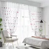 GXI Sweet Pink Heart Voile Curtain For Living Room Kids Girls Bedroom Cartoon Embroidered Cortinas Tulle Window Panel 210712