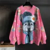 Dames Fall Cartoon Animal Cat Borduurwerk Pluizig Pullover Breien Trui Vrouwelijke Warm Harajuku Sweet Kawaii Winter Kleding C-145 211007