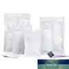 100pcs / mycket glänsande vit mylar folie väska självtätning tårskård återanvändbar mat mellanmål malet kaffeböna packning påsar