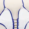 Vrouwen badmode sexy een stuk badpak hoge gesneden monokini diepe v zwemmen pak bodysuit beachwear koninklijk blauw badpak vrouwen y0820