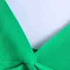 Traf za knit ribbed kvinnlig grön gröda kvinna sexiga backless tank tops kvinnor bow v neck camisole summer
