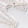 Vlinder baby meisje kleding meisje rompertjes lente herfst pasgeboren kleding puur katoen bloem afdrukken rompertjes baby rompertjes 6 m ~ 24m 210317