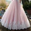 Lace Flower Weddings V Neck Tulle Floor Longueur Back Ball Ball Robe de demoiselle d'honneur junior Robes pour les filles Real Image 403