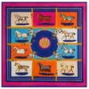 PObing 100% Twill Silk Square Scarf Mulheres Marca Francesa Design Ten Horse Impresso Shawls Bandana Lady Foulard