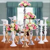 Bougeoirs Métal Chandelier Fleur Vase Table Pièce Maîtresse Événement Rack Route Plomb Décor De Mariage