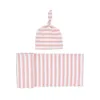 Stripe Swaddle Coperte + Cappelli Set neonato Euro Saldi Biancheria da letto per bambini Neonati Coperta di ricezione super morbida elastica