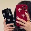 Söt Butterfly Velvet Plush Fabrics Smooth Phone Väska till iPhone 12 11 Pro X XR XS Max Mini 7 8 Plus Fashion Fur Back Cover Case AA220308
