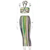 ZKYZWX Green Tie Dye Two Piece Set DrSuit Sexy Club Outfits for Women Rave Vacation Outfits Clubwear Midi Skirt Tube Top X0709
