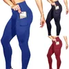 Kvinnor Sport Leggings Yoga Byxor med fickor Jogging Workout Running Sportbyxor Stretch High Elastic Gym Tights Legging Fashion