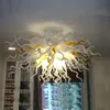 Modern LED Ceiling Lights Flush Mount Champagne White Color Hand Blown Glass Chandelier Indoor Art Decor 32 by 24 Inches Wide