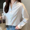 Womens Tops And Blouses Long Sleeve Women Shirts Turn Down Collar Office Ladies Tops White Blouse Chiffon Blouse Women Tops B832 210602