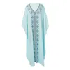 Niebieski haftowany luźny szata lato bawełniane bawełniane kąpieczki pokrywa plus size casual bohemian plaża do kobiet tkaniny 210604
