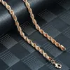 Pendant Necklaces 585 Rose Gold ed Rope Link Chain Necklace 5mm 6mm 7mm For Women Men Fashion Jewelry Accessories CNM02211R