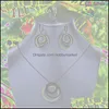 Brincos colar jóias conjuntos blache linda cadeias de luxo redondo anel de pingente 3 pcs conjunto para mulheres nupcial casamento diário entrega 2