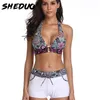 Maillot de bain deux pièces grande taille Tankini femmes maillots de bain maillots de bain Patchwork Sexy Bikini blanc boho imprimé nager 210630