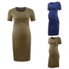 Robe femme robe de maternité froncée Mama Causual Clothes robes portefeuille à manches courtes grossesse robes enceintes robes mulher Q0713