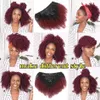 Afro Kinky Curly Clip in Human Hair Extensions for Women Malaysian 8 Pcs 120grams/Set 1b/99j Burgundy Ombre Color