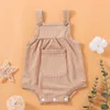 Baby Mooie Candy Color Solid Pocket Strappy Romper 210528