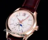 GRF V2 5205R-001 A324 Automatyczne męskie zegarek Komplikacje Coroczne Kalendarz Rose Gold Moon Phase White Dial Brown Leather Zegarki PP324SC Super Edition Puretime D4