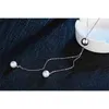 Simple Mode 925 Collier en argent Sterling Baller Perles Portes Perle Pull Long Chaîne Colliers pour Femmes Colliers Collaires Bijoux Cadeau