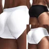 Brev Skriv ut Män Briefs Padded Low Rise Sexiga Underbyxor Sömlös Andbar Solid Färg Man Underkläder 210707