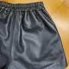 Frauen Shorts 2022 Mode Hohe Taille Frauen A-line Elegante Echtes Leder Böden breitbeinig Frühling Herbst