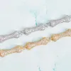Novo 5mm cão ósseo homens hip hop ouro cor bracelete cadeia zircon link de cobre moda jóias de rocha