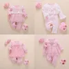 Né Baby Girl Clothes Fall Cotton en dentelle Princess Style Jumps Suit 03 mois Berfant avec des chaussettes ROPA BEBE 2108264647181