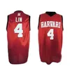 # 4 Jeremy Lin Harvard University College Basketball Jersey Bordado preto costurado personalizado qualquer número e nome Jerseys