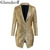 Glamaker Gold Snake Imprimir Sexy V-Neck vestido curto bodycon elegante botões mini blazer vestido feminino 2020 noite festa clube vestido x0521