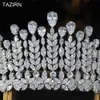 New 5A CZ Tiaras Tall Cubic Zirconia Bride Bridal Crowns Fashion Luxury Headdress Prom Wedding Crystal Hair Accessories X0625