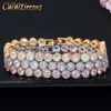 CWWZIRCONS Klassieke Ronde Crown Shape Cubic Zirconis Tennis Armband Bangle Rose Gold Color Dames Mode-sieraden Gift CB035