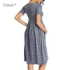 Polka Dot Plised Casual Macierzyńska Sukienka Krótki Rękaw Długość Kolana Ciężarna Odzież Odzież Damska Dress Dress G220309