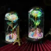 Wishing Girl Galaxy Rose en flacon LED fleurs clignotantes dans un dôme de verre pour la décoration de mariage cadeau de la Saint-Valentin avec boîte-cadeau T 255 S2