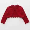 Toddler Girl Bowknot Bolero Bröllopsfödelsedagsfest Jacka Stickad Crochet Cardigan Coat Kids Cape Clothing Girls Stick 211204