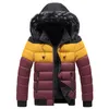 Herren verdickter Parker-Daunenmantel, modischer Trend, Spleißen, winddicht, warm, mit Kapuze, Pufferjacke, Designer-Winter-Pelzkragen, lässige Puffjacken