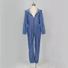 Kobiety Jumpsuits Rompers damski dżinsowy kombinezon niebieskie długie spodnie 2022 mody body zamek błyskawiczny