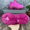 Paris Casual Shoes Triple S Clear Sole Trainers Dad Shoe Sneakers Black White Crystal Platform Hombres Mujeres Scarpe Calidad superior Fushia Pink Chaussures