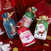 Sacs d'enveloppe de cadeau en plastique de Noël Biscuits Cuisson à la neige Gâteau Emballage Présent Sac Cadeau Sac d'emballage à ruban Bag poche