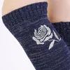 Broderie Fleur Rose Jambières Genou Haut Pashm Chaud Botte Poignets Toppers Leggings Femmes Filles Automne Hiver Bas Lâches Chaussettes Blanc Noir Will et Sandy