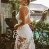 Kadınlar için Günlük Elbiseler Zarif 2021 Yaz Seksi Kolsuz Boho Güneş Beyaz Elbise Uzun Maxi Chic Hippi Plaj Robe