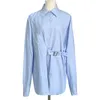Vår Höst Blusas långärmad enkel mode trend damer blå oregelbunden skjorta plus storlek blus toppar 210522