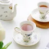 Vintage Gilt Garden Butterfly Kaffe och Saucer Tekanna Keramik Lyxig europeisk te kopp set 250ml