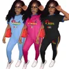 Kvinnor Designer Tracksuits Broder Broderi Spring 2 Piece Set Outfits Kortärmad T-shirt Sportkläder Jogging Sportsuit Fashion Pantsuit K8620