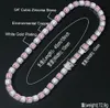 14k White Pink Clustered Tennis Link Chain Bracelet Real Solid Icy Men Women 10mm Cubic Zircon Stones Bling Diamond Bracelets 7- 8inch