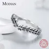 100% echt 925 sterling zilver klassieke stapelbare vintage gelukkige boom blad vinger ring voor vrouwen verjaardag sieraden cadeau 210707