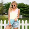 Summer Women Contrast Color V Neck Sleeveless T Shirt Casual Loose Ladies Tops Streetwear Plus Size T-shirt Femme 210608